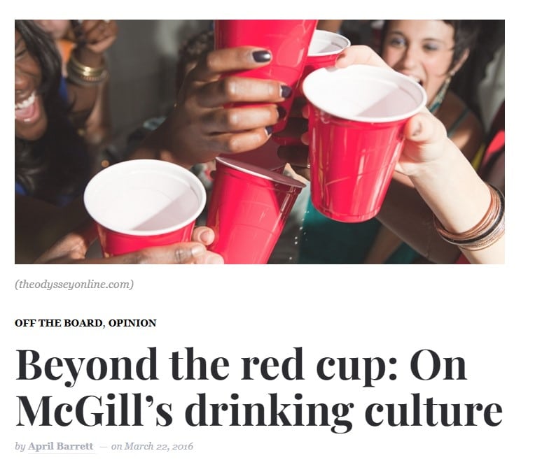 Figure 1. Drinking culture at McGill University, Montréal, (Courtesy of April Barrett).